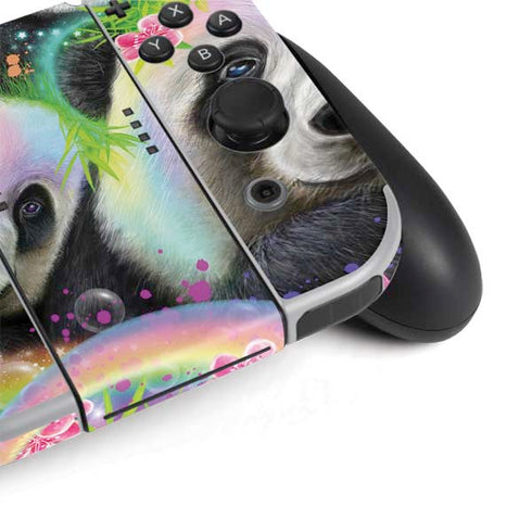 Rainbow Pandas with Butterflies by Sheena Pike Nintendo Switch OLED (2021) Skin